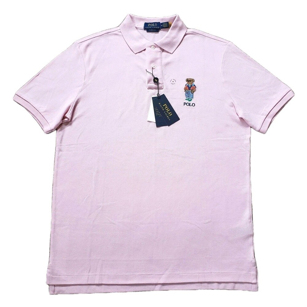 NWT Polo Ralph Lauren Heritage Polo Bear Size Medium Mens Pink Shirt Summer